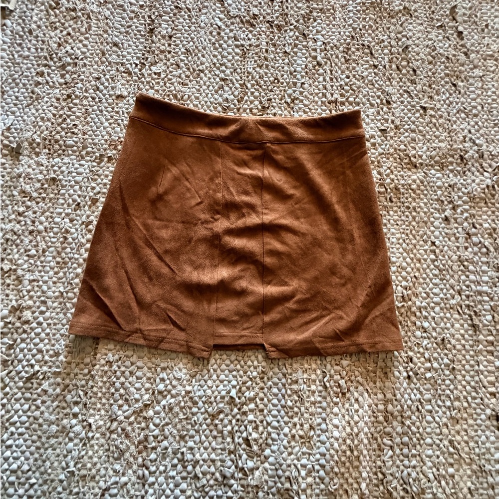 SHEIN Faux Suede Stretchy Tan Mini Skirt Women’s size L 8/10